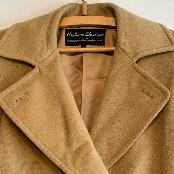 Cashmere Boutique Tan Pea Coat, Size 4 - Picture 6 of 7
